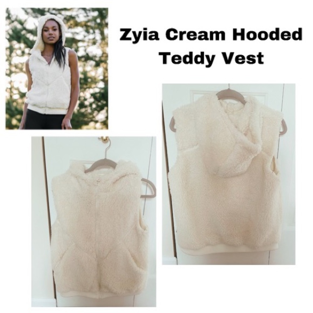 Zyia Cream Hooded Teddy Vest